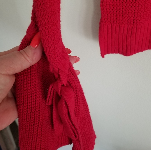 LOFT RED PULLOVER LONG BELL SLEEVE SWEATER - Picture 5 of 7